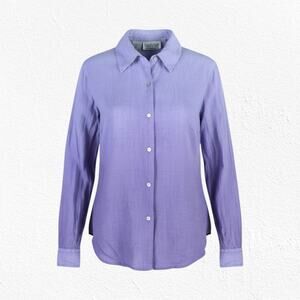 90s Vintage Purple Ombre Linen Button Down Casual Carlie’s Court Top Size Medium